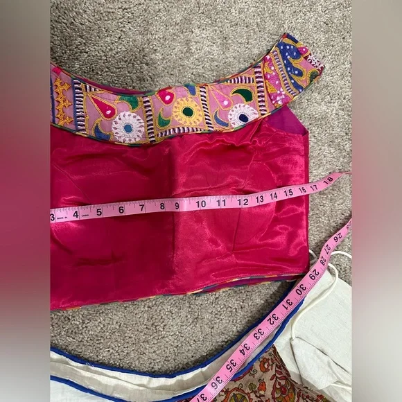 Pink white garba navratri festive traditional chaniya lehenga ghagra choli - Picture 9 of 12